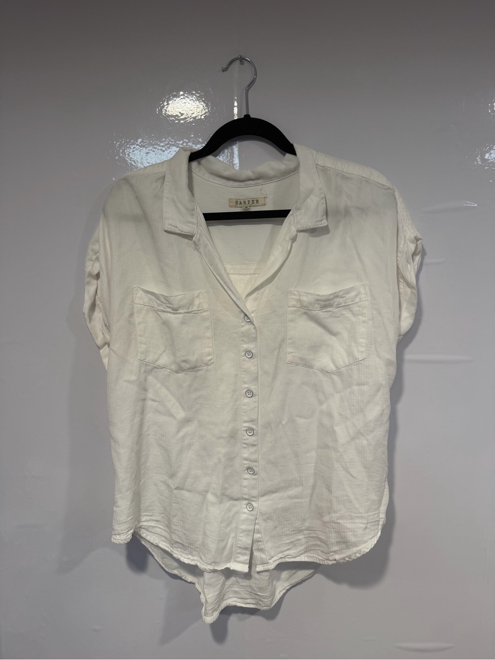 Harper White Short-Sleeve Button-Front Shirt